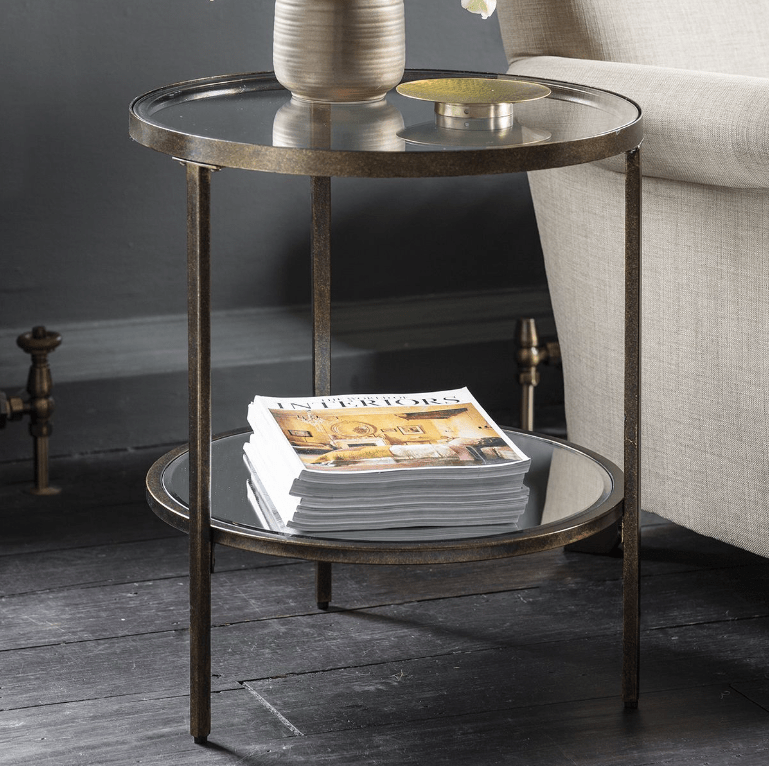 Bronze metal and glass end tables deals