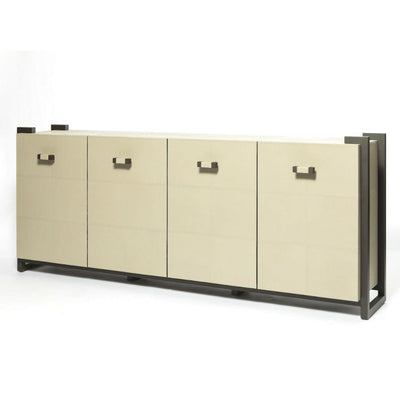 Eccotrading Design London Living Linea Nera Cabinet 4 Door French Grey Leather House of Isabella UK
