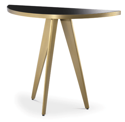 Eichholtz Living Console Table Aston Brass & Black Glass Brushed Brass House of Isabella UK