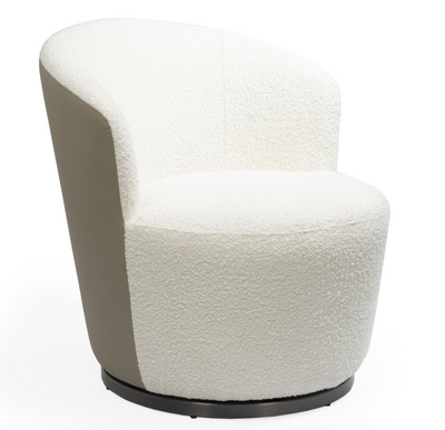Derry Swivel Chair - Chex Boucle Polar & Concrete Grey - House of Isabella UK