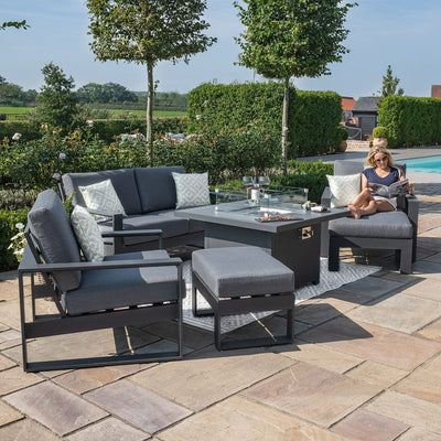 Maze Outdoors Amalfi 2 Seat Sofa Set With Square Fire Pit Table / Grey House of Isabella UK