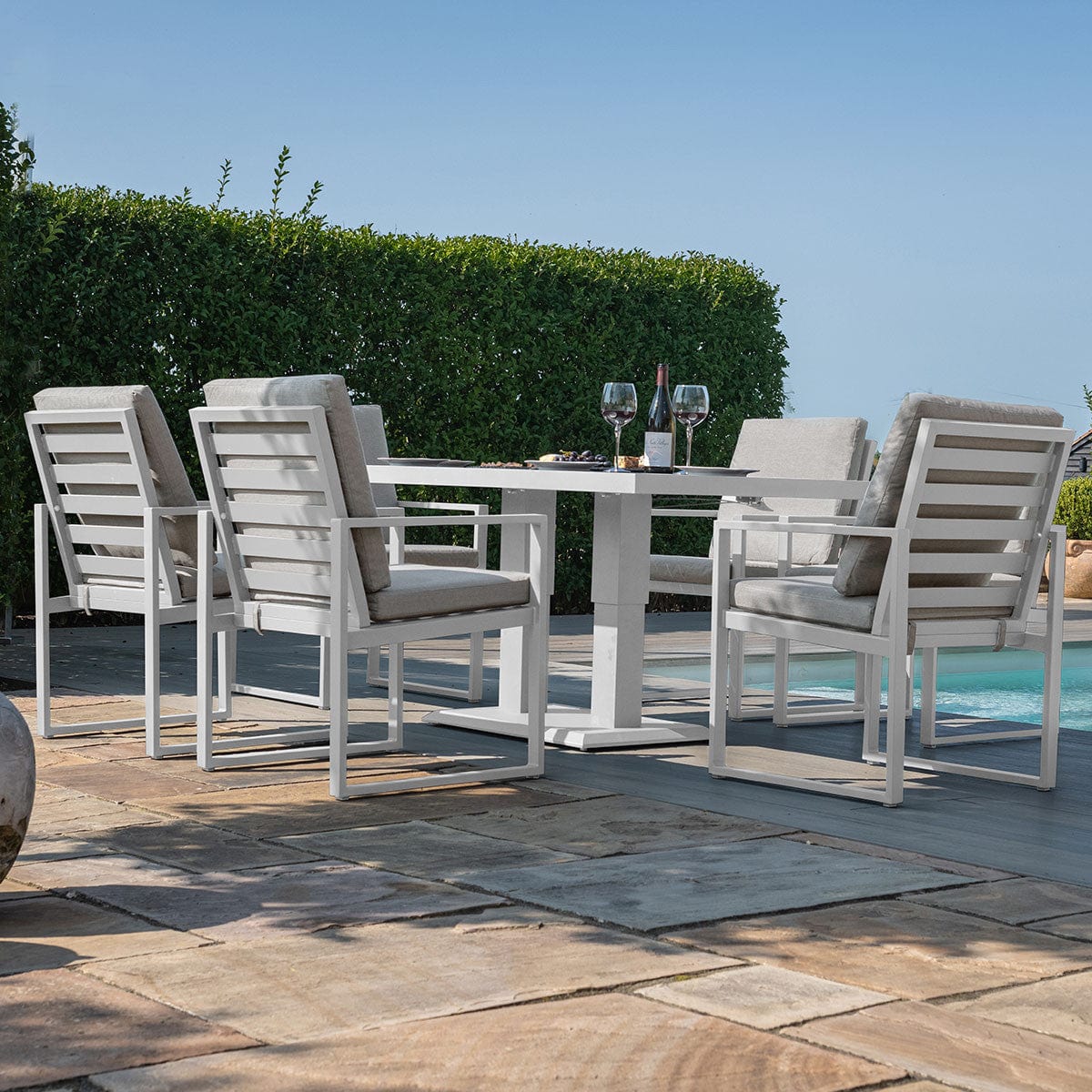Maze Outdoors Amalfi 6 Seat Rectangular Dining Set with Rising Table / White House of Isabella UK