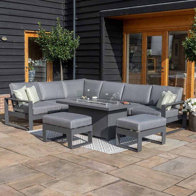 Maze Outdoors Amalfi Large Corner Group With Fire Pit Table / Grey House of Isabella UK