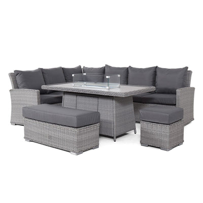 Maze Outdoors Ascot Rectangular Corner Dining Set with Fire Pit House of Isabella UK