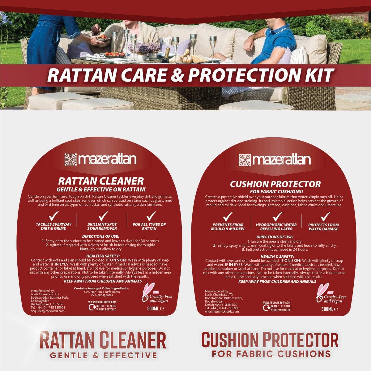 Maze Outdoors Cleaning Kit for Rattan and Cushion Protector House of Isabella UK