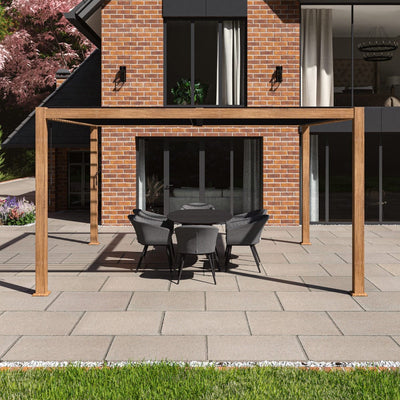 Maze Outdoors Como Pergola Aluminium Square 40x40 / Wood Effect Frame House of Isabella UK