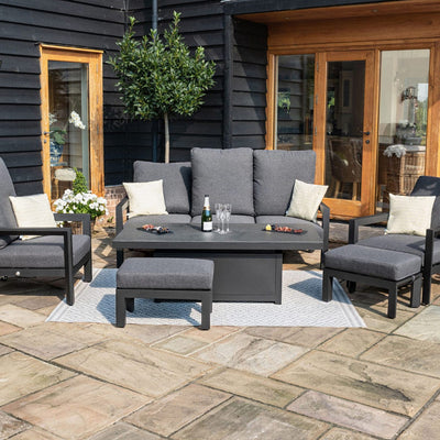 Maze Outdoors Manhattan Reclining 3 Seat Sofa Set with Rising Table & Footstools House of Isabella UK