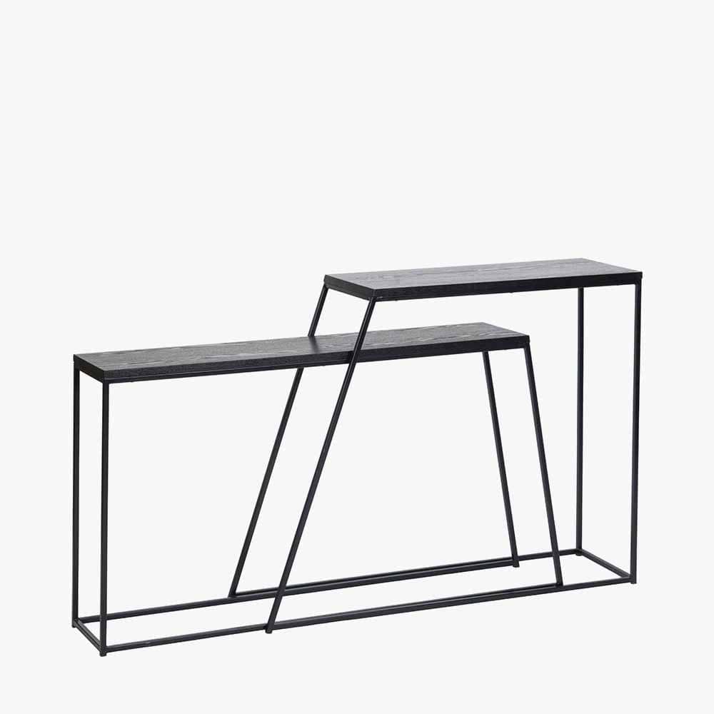 Pacific Lifestyle Living Mashiko S/2 Black Ash Veneer and Black Metal Console Tables House of Isabella UK