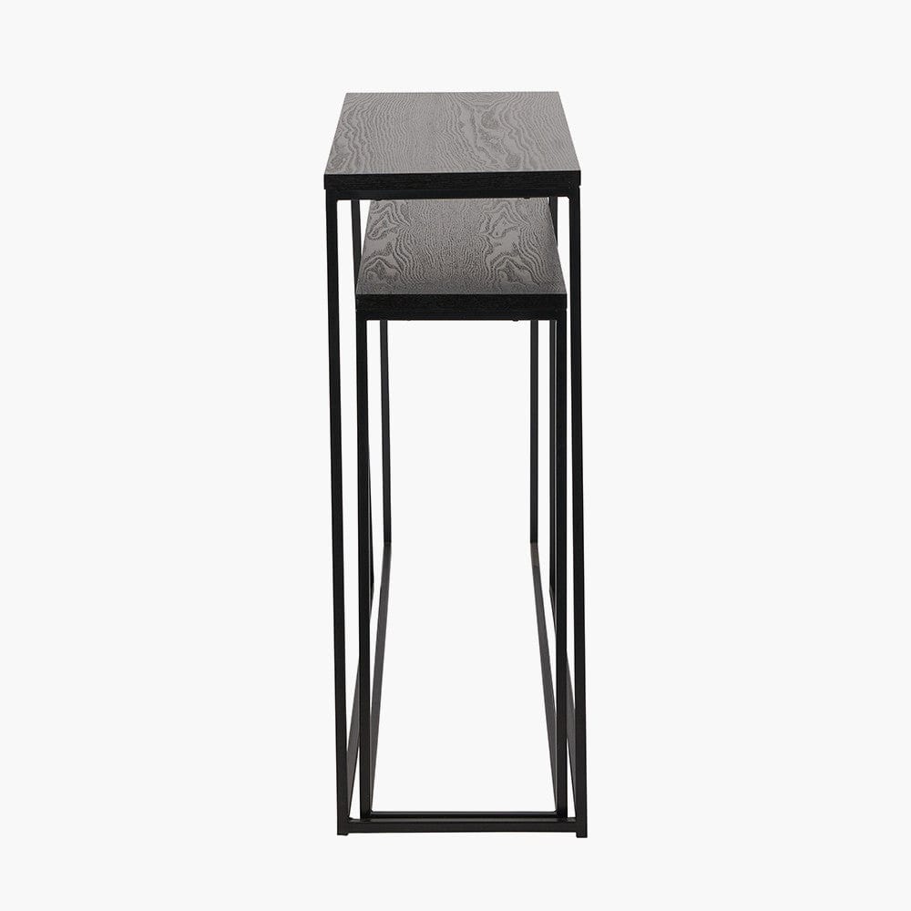 Pacific Lifestyle Living Mashiko S/2 Black Ash Veneer and Black Metal Console Tables House of Isabella UK