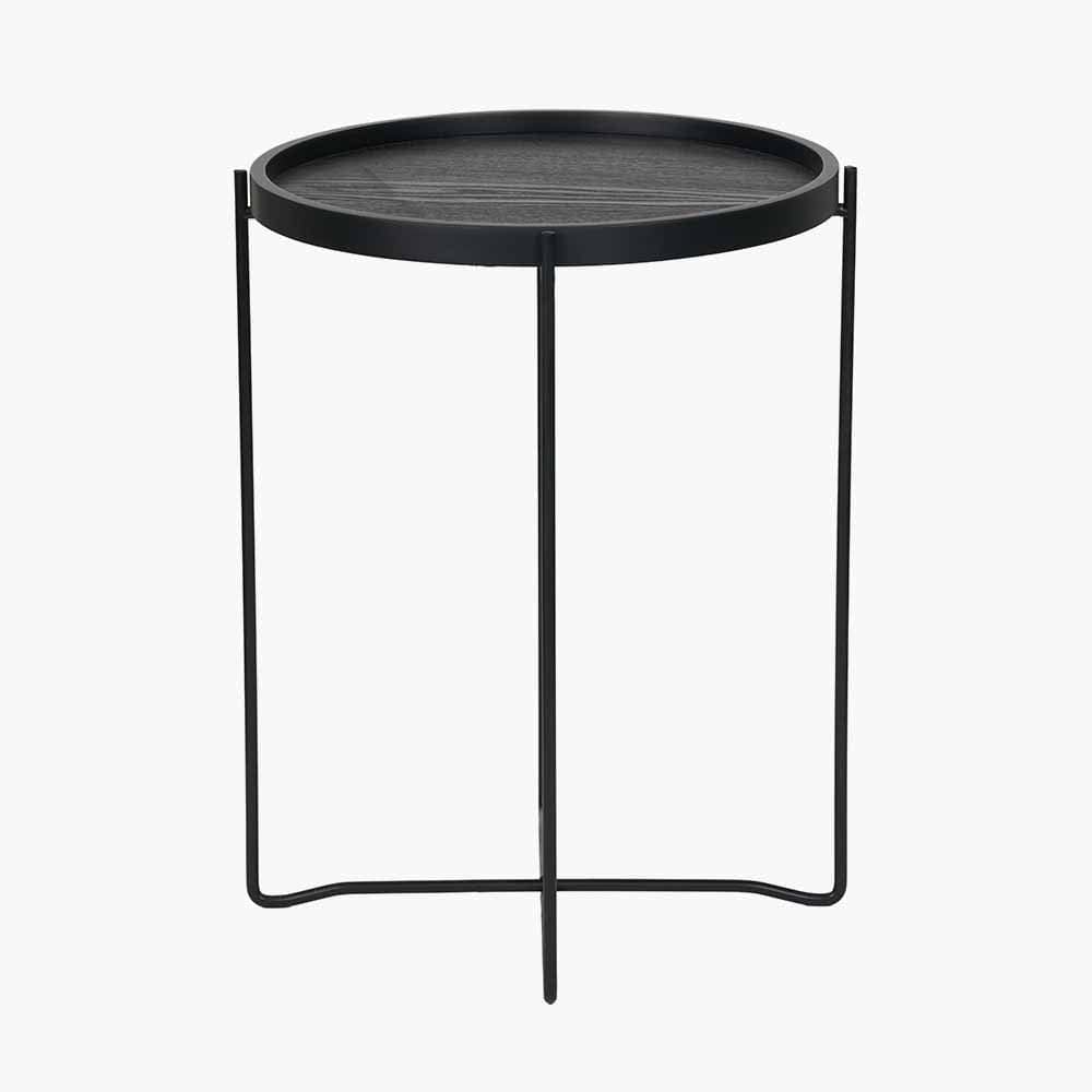 Pacific Lifestyle Living Voss Black Wood Veneer and Black Metal Side Table House of Isabella UK