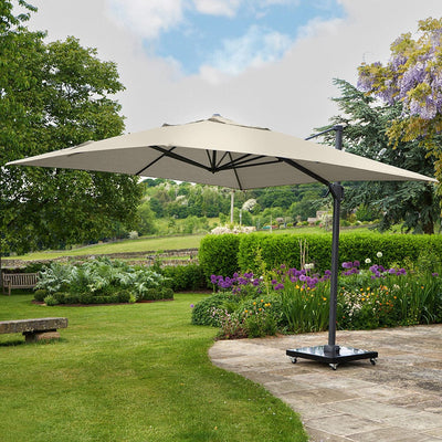 Pacific Lifestyle Outdoors Challenger T2 3.5 x 2.6m Rectangular Champagne Free Arm Parasol House of Isabella UK