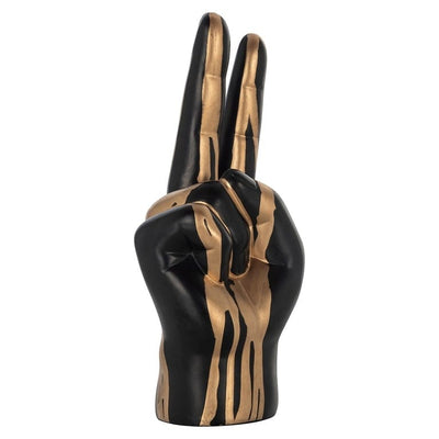 Richmond Interiors Accessories Deco object hand peace (Black/gold) House of Isabella UK