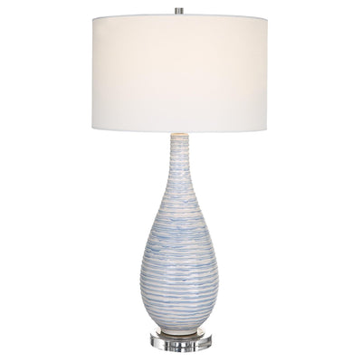 Uttermost Lighting Clariot Ribbed Blue Table Lamp House of Isabella UK