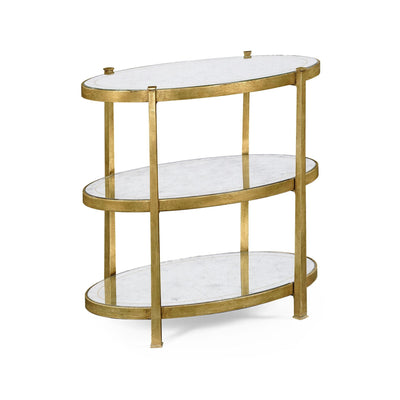 Jonathan Charles Small Oval Side Table Contemporary Three-tier - Gilded