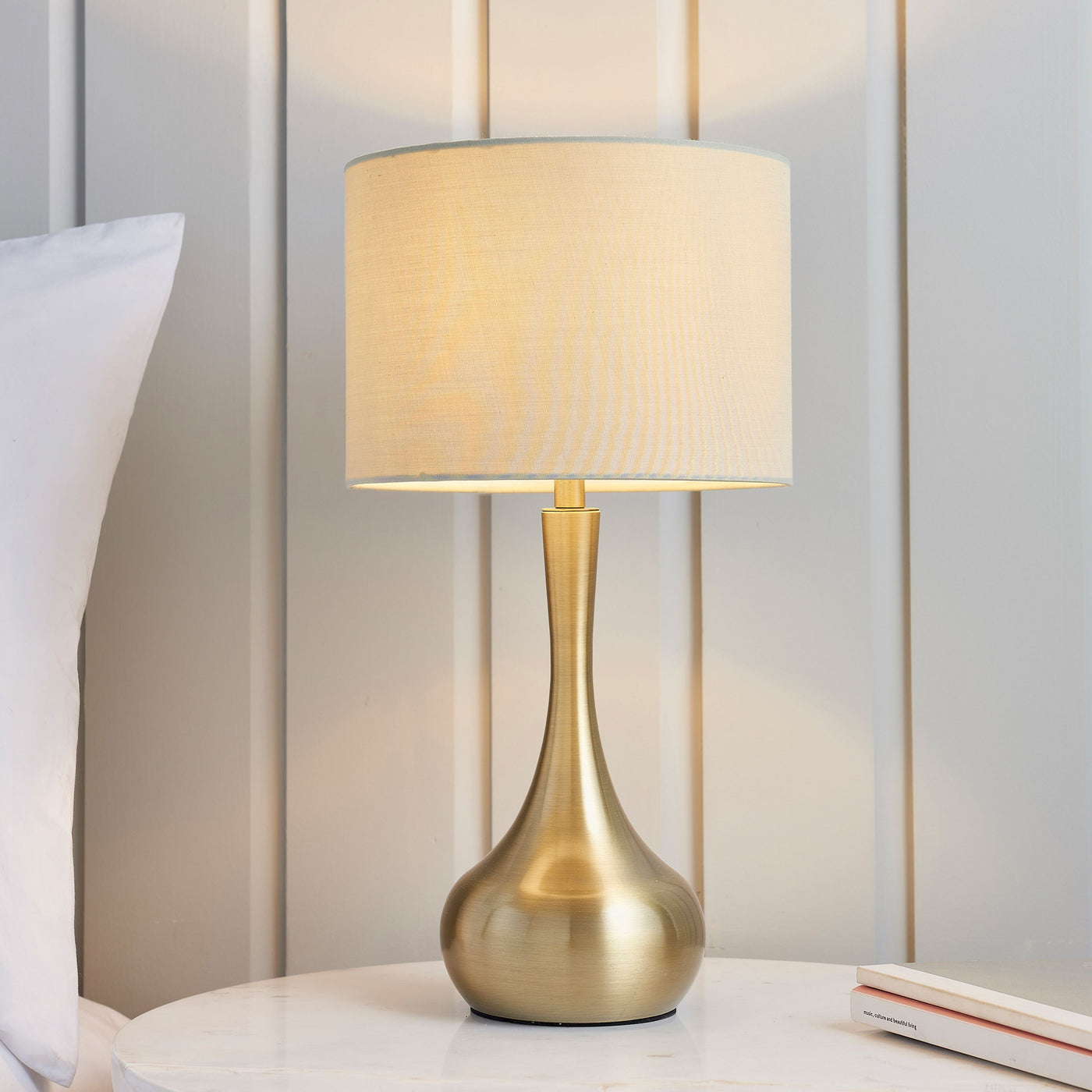 Esher Table Lamp Brass & Taupe