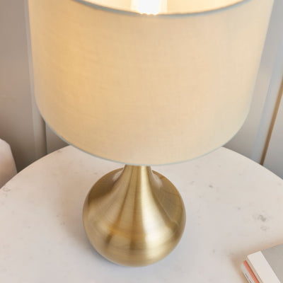 Esher Table Lamp Brass & Taupe
