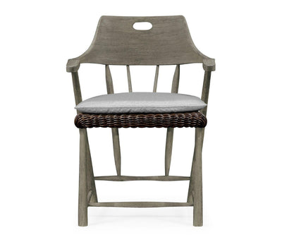 Jonathan Charles Smokers Style Grey Outdoor Dining Chair in Com