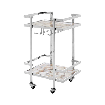 Hamilton Interiors, Rolf White Agate Drinks Trolley - House of Isabella UK