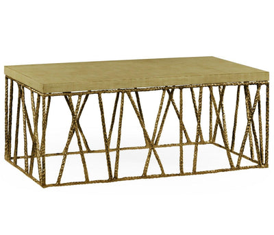 Jonathan Charles Living Jonathan Charles Coffee Table Hammered with Celadon Top - Brass House of Isabella UK