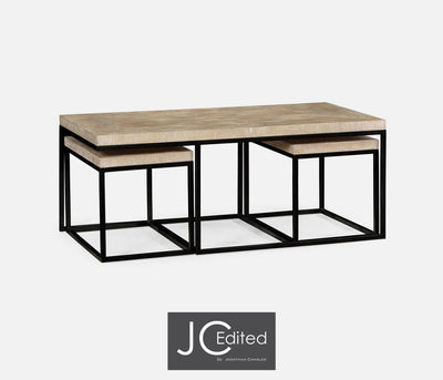Jonathan Charles Living Jonathan Charles Nesting Coffee Table Wrought Iron in Limed Acacia House of Isabella UK