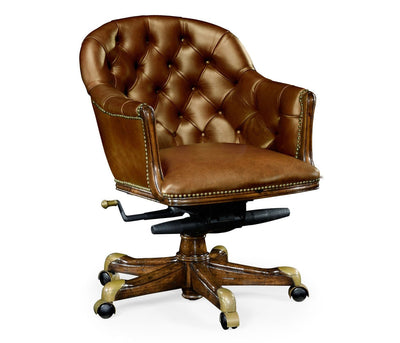 Jonathan Charles Living Jonathan Charles Office Chair Chesterfield in Walnut - Antique Chestnut Leather House of Isabella UK
