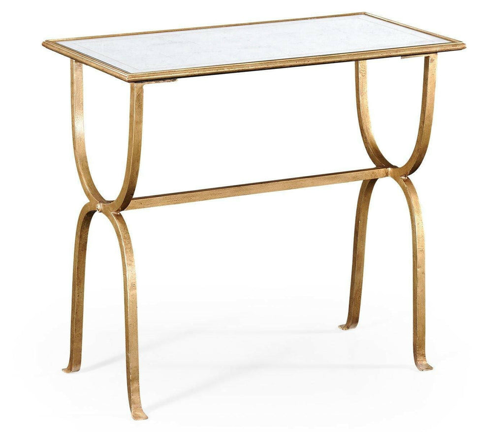 Jonathan Charles Side Table Horseshoe with Removable Tray Top Gilded