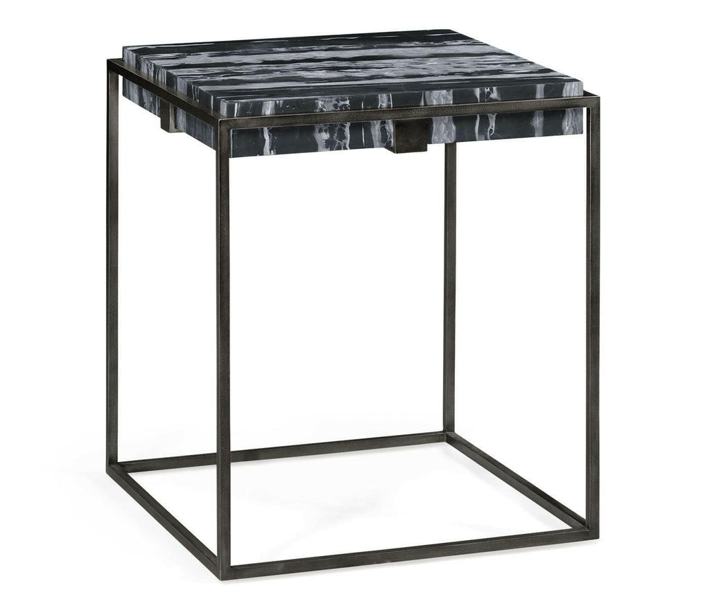 Jonathan Charles Charles Outdoor Square Iron End Table in Faux Black M