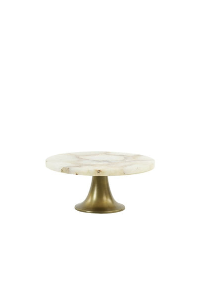 Light & Living Accessories 6607726 - Dishes on base 25x11 cm LAYO white agate+ant. bronze House of Isabella UK