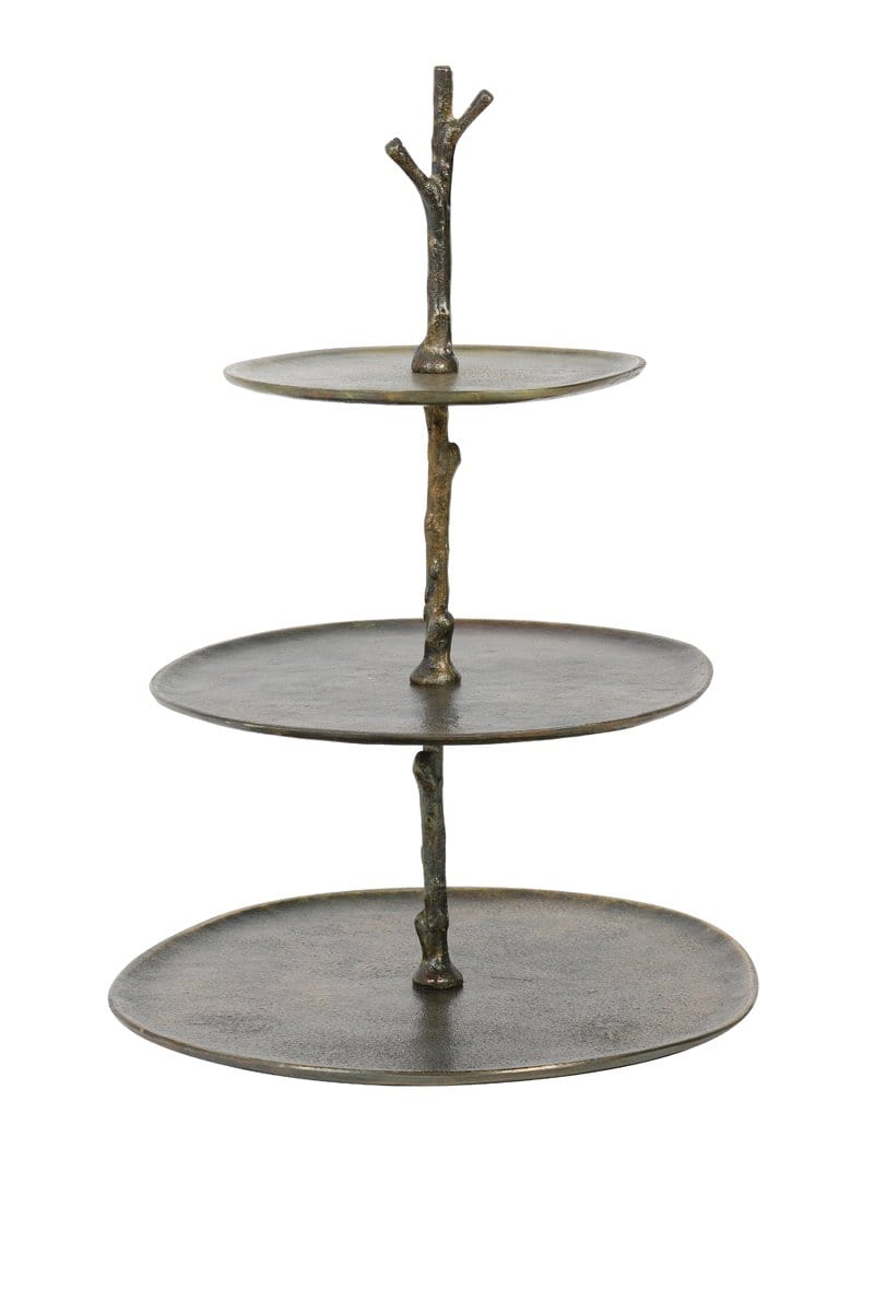 Light & Living Accessories Pack of 2 x Stand 3 layer 35x31x45 cm TRESA antique bronze House of Isabella UK