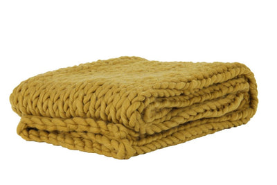 Light & Living Accessories Throw 152x127 cm KNITTED ocher House of Isabella UK