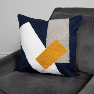 Native Accessories Navy Blue Abstract Boho Cushion - Feather Filled House of Isabella UK