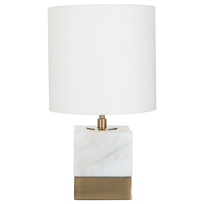 Noosa & Co. Lighting White Marble Accent Lamp With Cream Shade House of Isabella UK