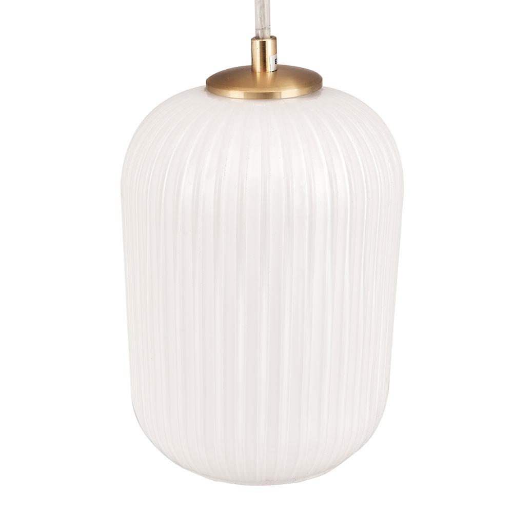 Pacific Lifestyle Lighting Alessia White Glass and Gold Metal Ribbed Glass Pendant House of Isabella UK