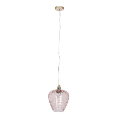 Pacific Lifestyle Lighting Almada Textured Rose Coloured Glass Electrified Pendant House of Isabella UK