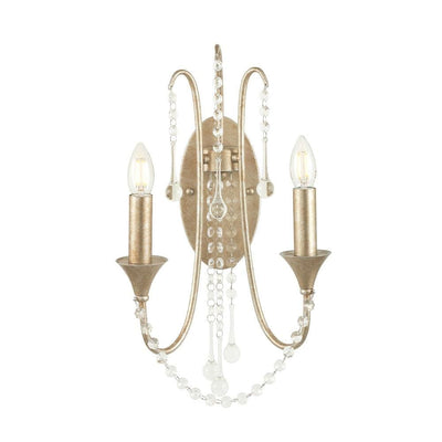 Pacific Lifestyle Lighting Belle Antique Silver Leaf Metal & Beaded 2 Light Wall Light House of Isabella UK