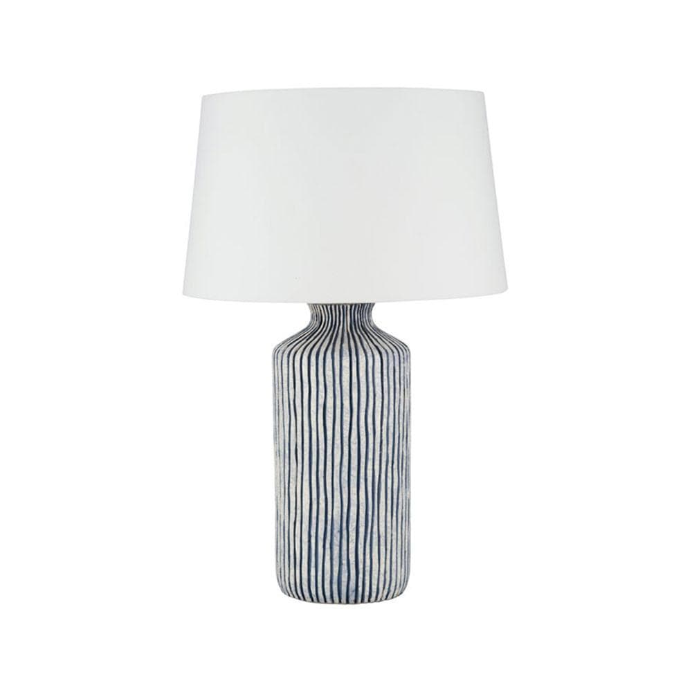 Pacific Lifestyle Lighting Bude Blue and White Stripe Stoneware Table Lamp House of Isabella UK