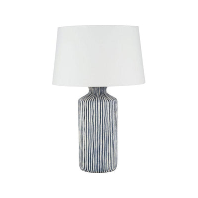 Pacific Lifestyle Lighting Bude Blue and White Stripe Stoneware Table Lamp House of Isabella UK
