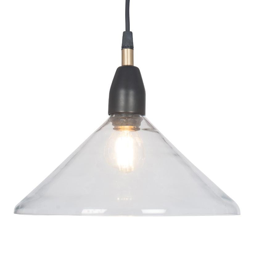 Pacific Lifestyle Lighting Canton Matt Black and Clear Glass Cone Pendant House of Isabella UK