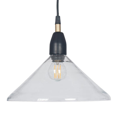 Pacific Lifestyle Lighting Canton Matt Black and Clear Glass Cone Pendant House of Isabella UK