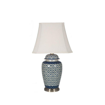 Pacific Lifestyle Lighting Chika Blue and White Ceramic Ginger Jar Table Lamp House of Isabella UK