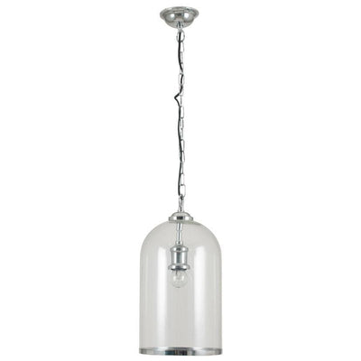 Pacific Lifestyle Lighting Cloche Clear Glass and Silver Pendant House of Isabella UK