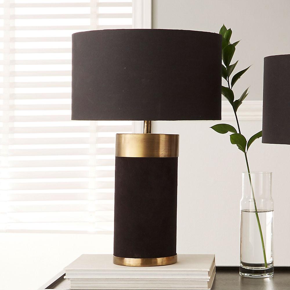 Pacific Lifestyle Lighting Dempsey Black Velvet and Antique Gold Metal Table Lamp House of Isabella UK