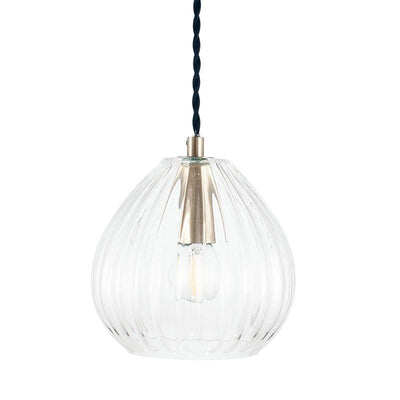 Pacific Lifestyle Lighting Ella Clear Ribbed Glass Teardrop Pendant House of Isabella UK