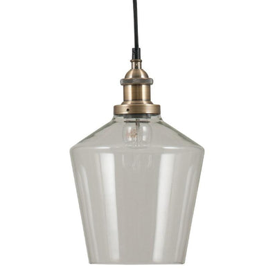 Pacific Lifestyle Lighting Emmanuelle Antique Brass Metal and Clear Glass Pendant House of Isabella UK