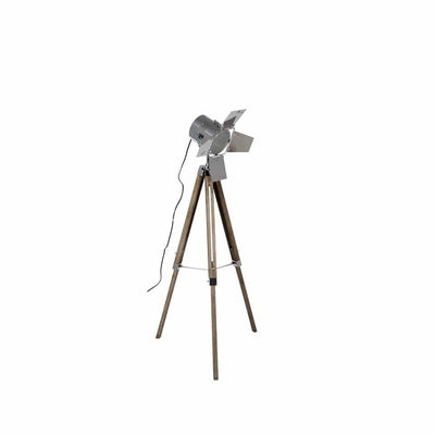 Pacific Lifestyle Lighting Hereford Grey Wood and Silver Metal Film Tripod Floor Lamp House of Isabella UK
