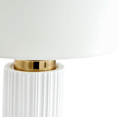 Pacific Lifestyle Lighting Ionic White Textured Ceramic and Gold Metal Table Lamp House of Isabella UK