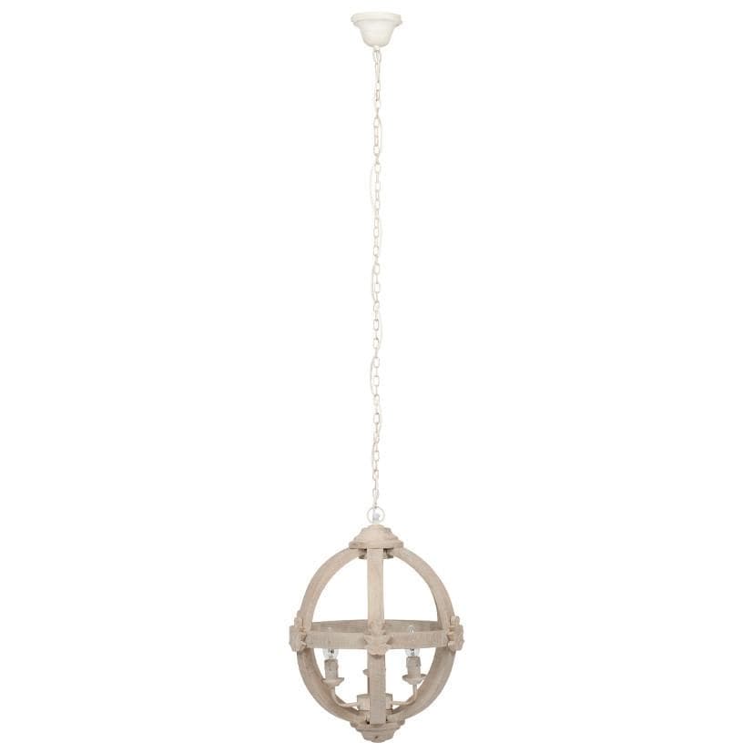 Pacific Lifestyle Lighting Javier Small Round Wooden Electrified Pendant House of Isabella UK