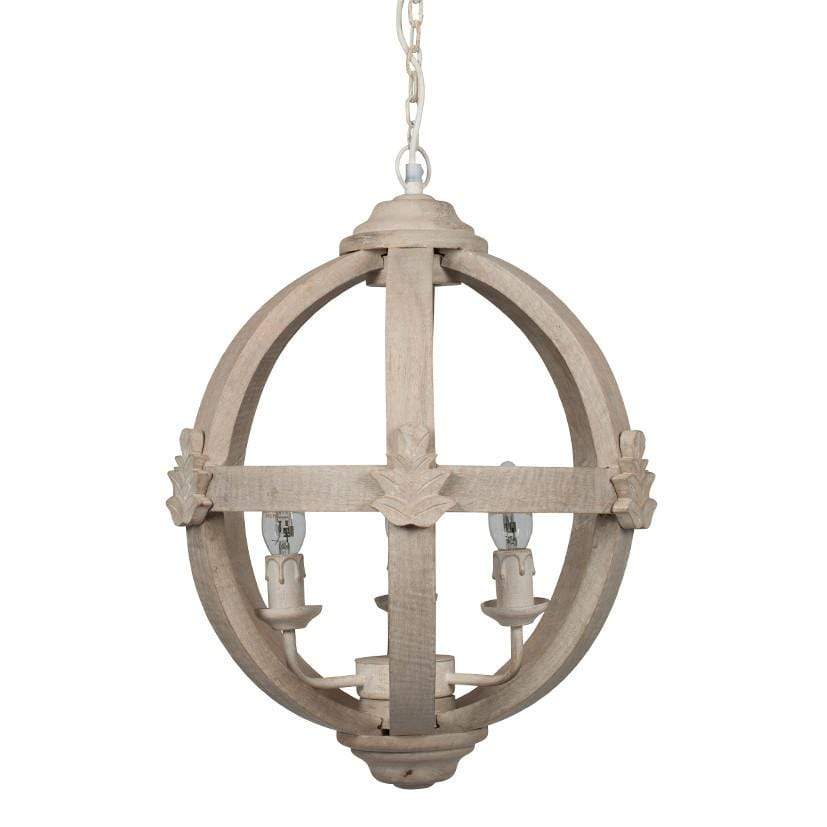 Pacific Lifestyle Lighting Javier Small Round Wooden Electrified Pendant House of Isabella UK
