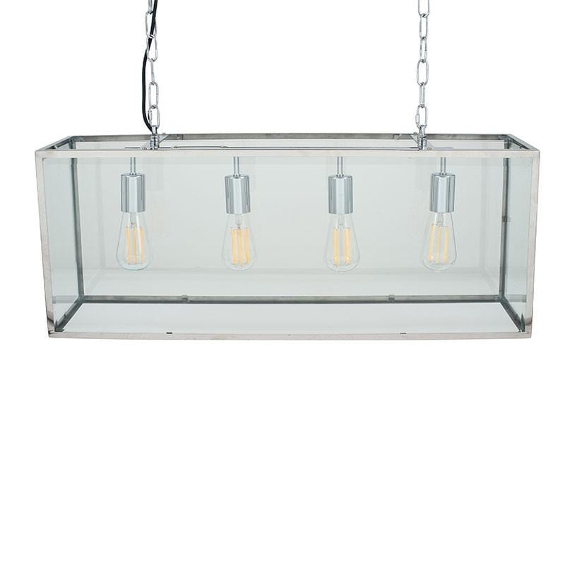 Pacific Lifestyle Lighting Llewellyn Silver Metal and Glass Four Bulb Pendant House of Isabella UK