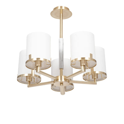 Pacific Lifestyle Lighting Midland Champagne Gold Metal Marble Effect 5 Arm Pendant House of Isabella UK